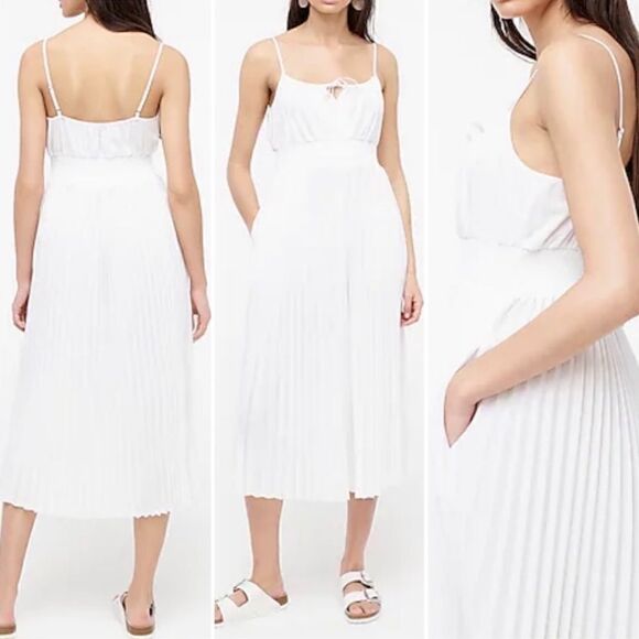 NWT J.Crew Smocked Waist Pleated Dress White Size 14 - Picture 15 of 15